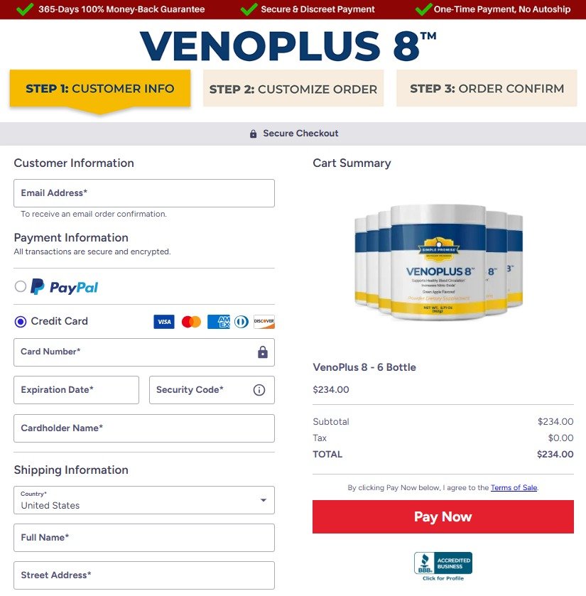 VenoPlus 8 order page